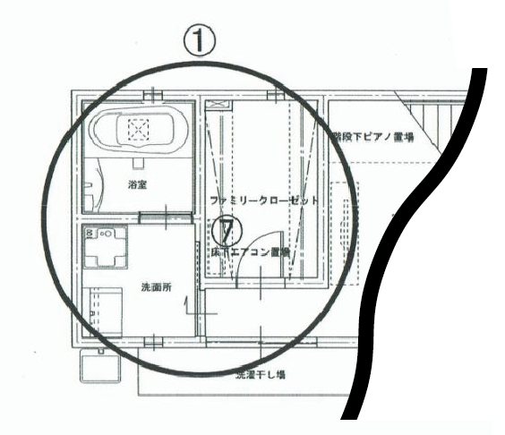 モデルハウスのクローゼットと床下エアコンに関する図面